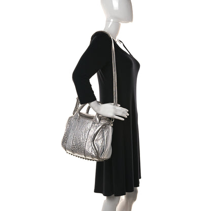 Alexander Wang Metallic Pebbled Lambskin Rockie Rhodium Silver 2 of 17
