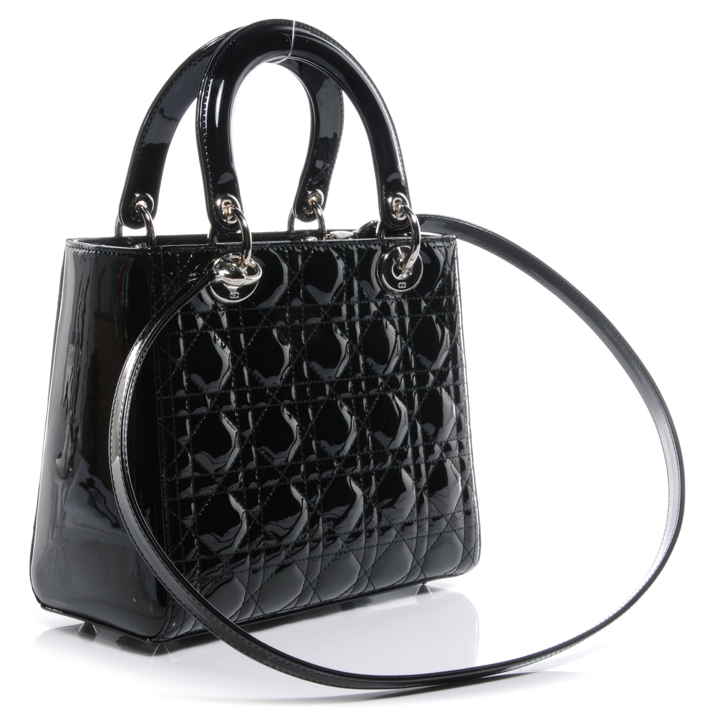 Patent Cannage Medium Lady Dior Black