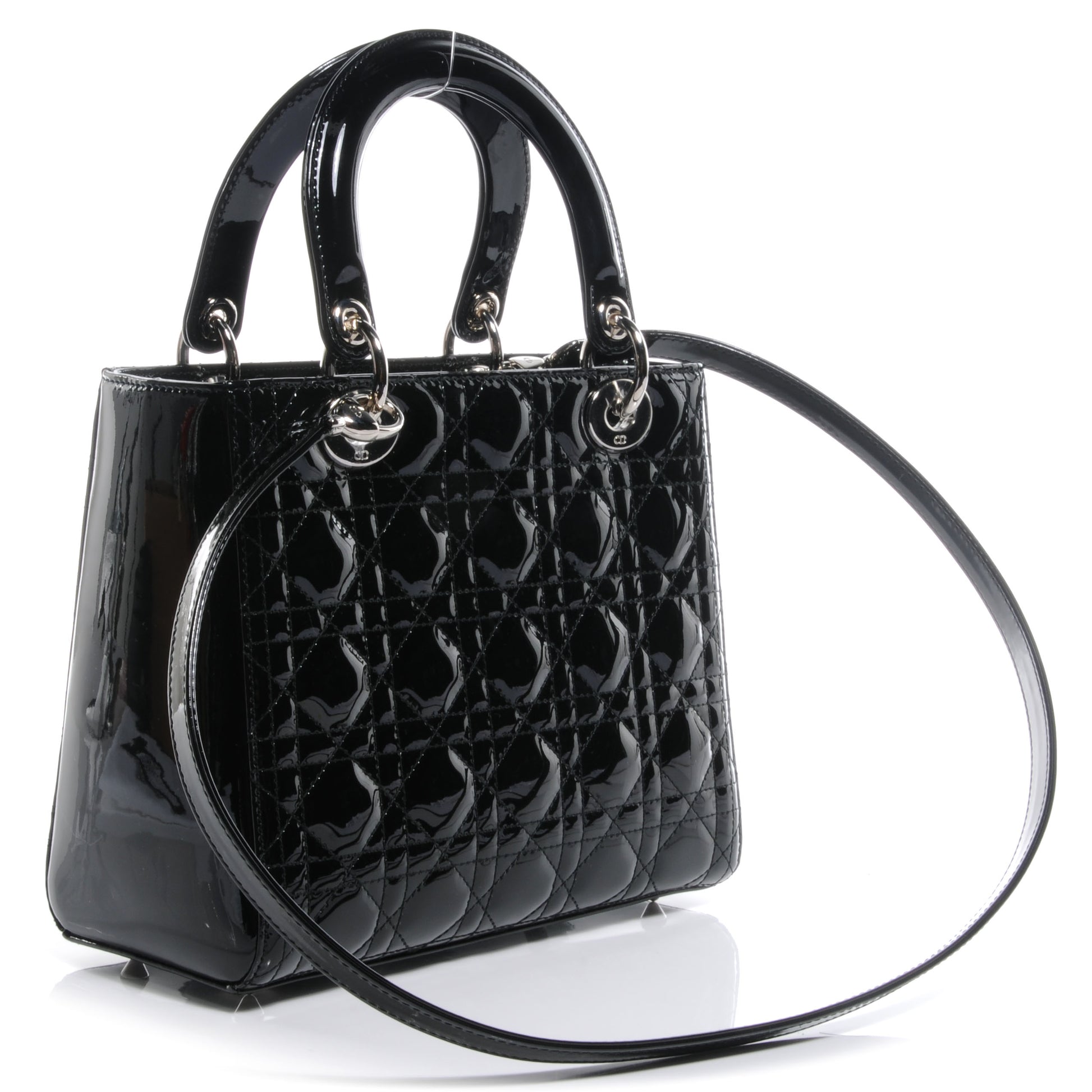 Christian Dior Patent Cannage Medium Lady Dior Black 3 of 8