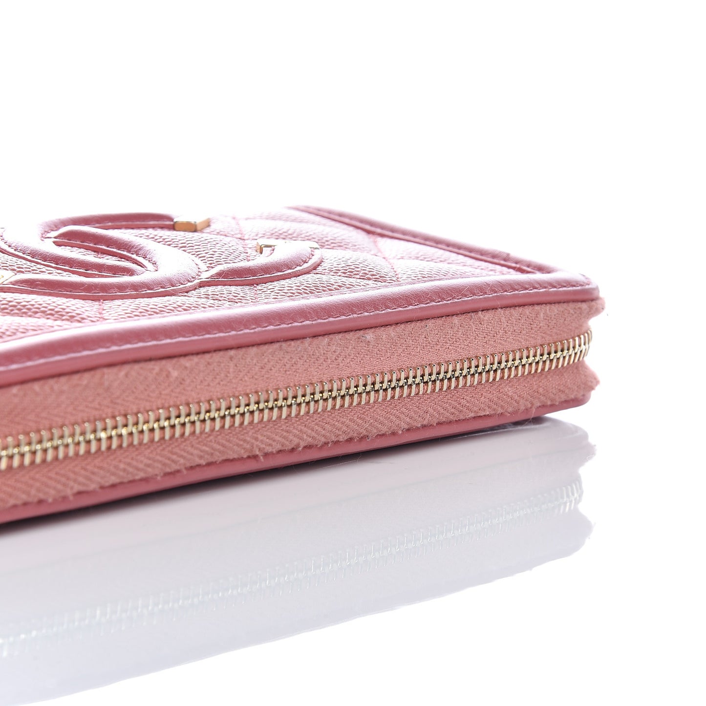 Caviar Quilted Medium Filigree Zip Around Wallet Pink
