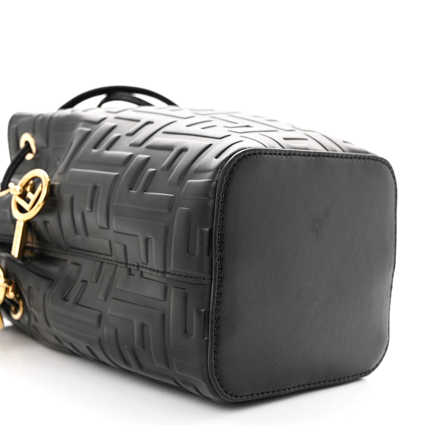 Vitello Liberty F is Fendi FF 1974 Embossed Mini Mon Tresor Bucket Bag Black