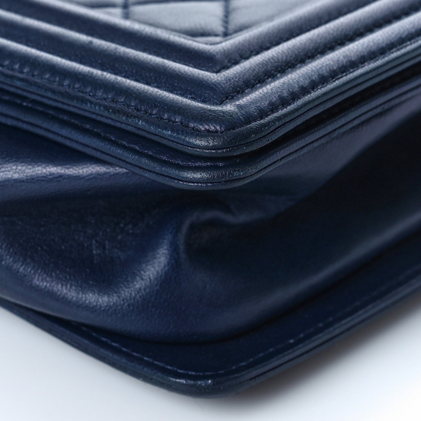 Lambskin Quilted New Medium Boy Flap Dark Navy Blue