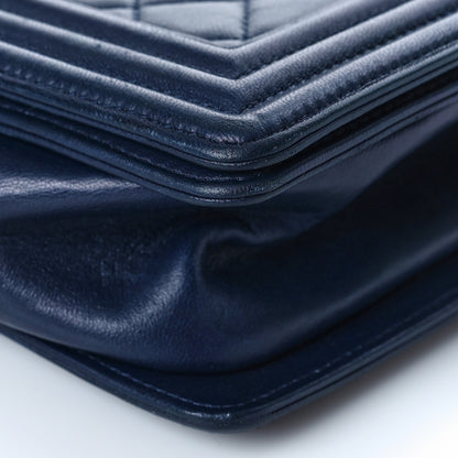 Chanel Lambskin Quilted New Medium Boy Flap Dark Navy Blue 9 of 16