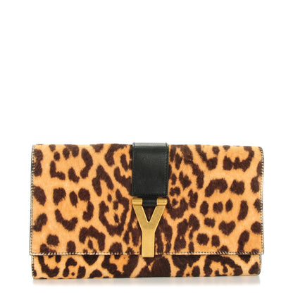 Saint Laurent Pony Hair Leopard Print Y Ligne Clutch 1 of 6