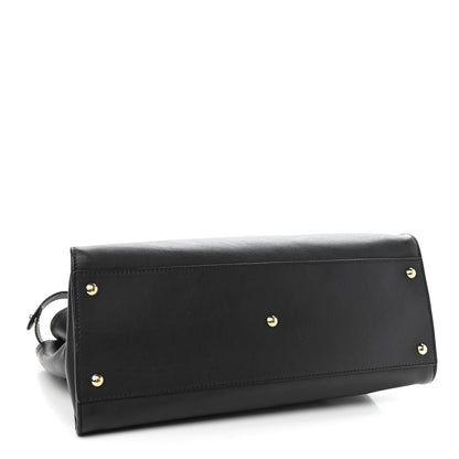 Fendi Vitello Seta Shiny Nappa Large Peekaboo Iconic Satchel Black 4 of 9