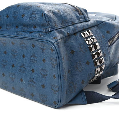 MCM Visetos Medium Side Stud Stark Backpack Blue 9 of 9