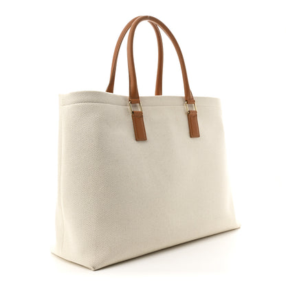 Celine Canvas Calfskin Horizontal Cabas Natural Tan 3 of 11