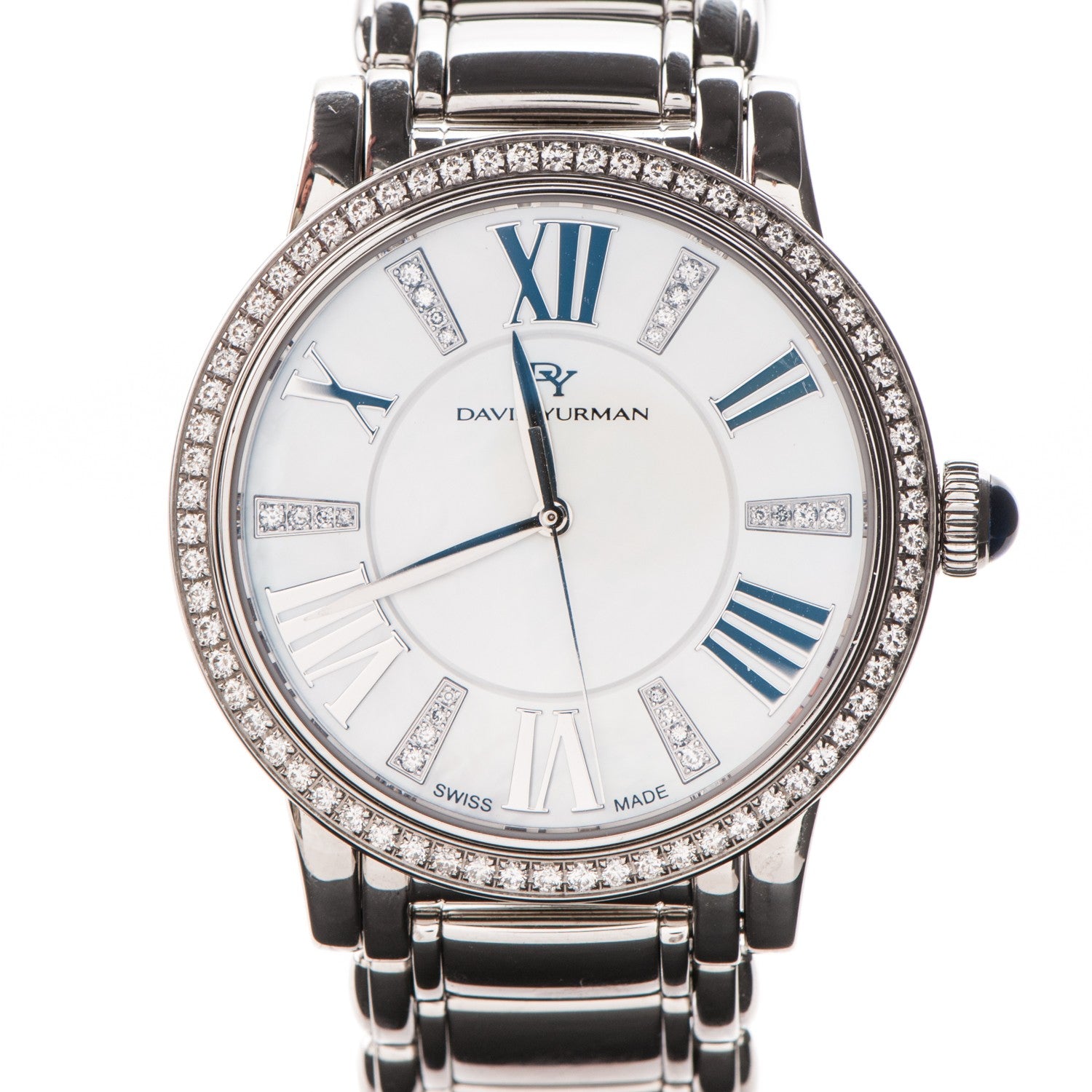 David Yurman Stainless Steel Diamond Bezel Mother of Pearl 38mm Classic Quartz Watch 4 of 9