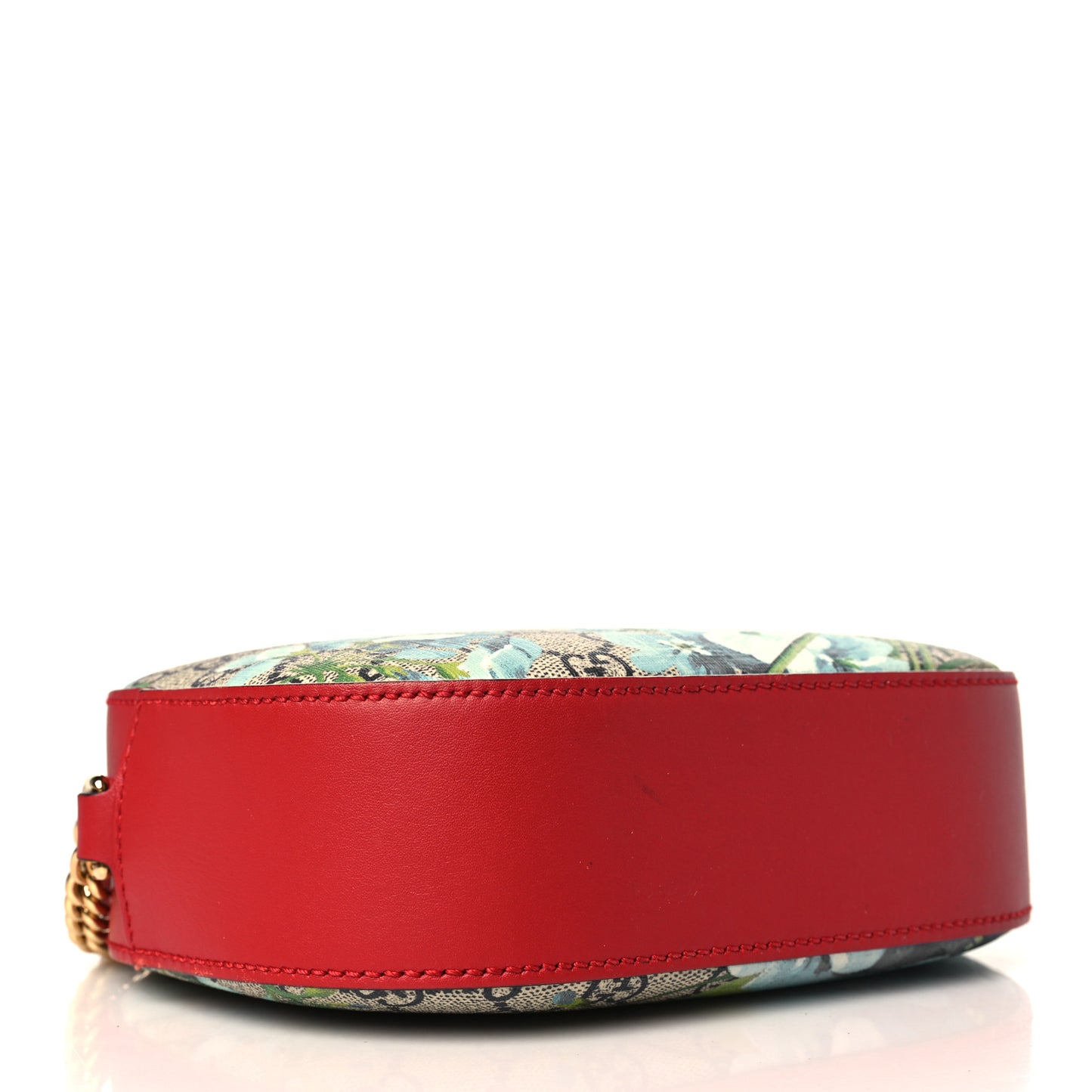 GG Supreme Monogram Blooms Mini Chain Shoulder Bag Beige Blue Navy Hibiscus Red
