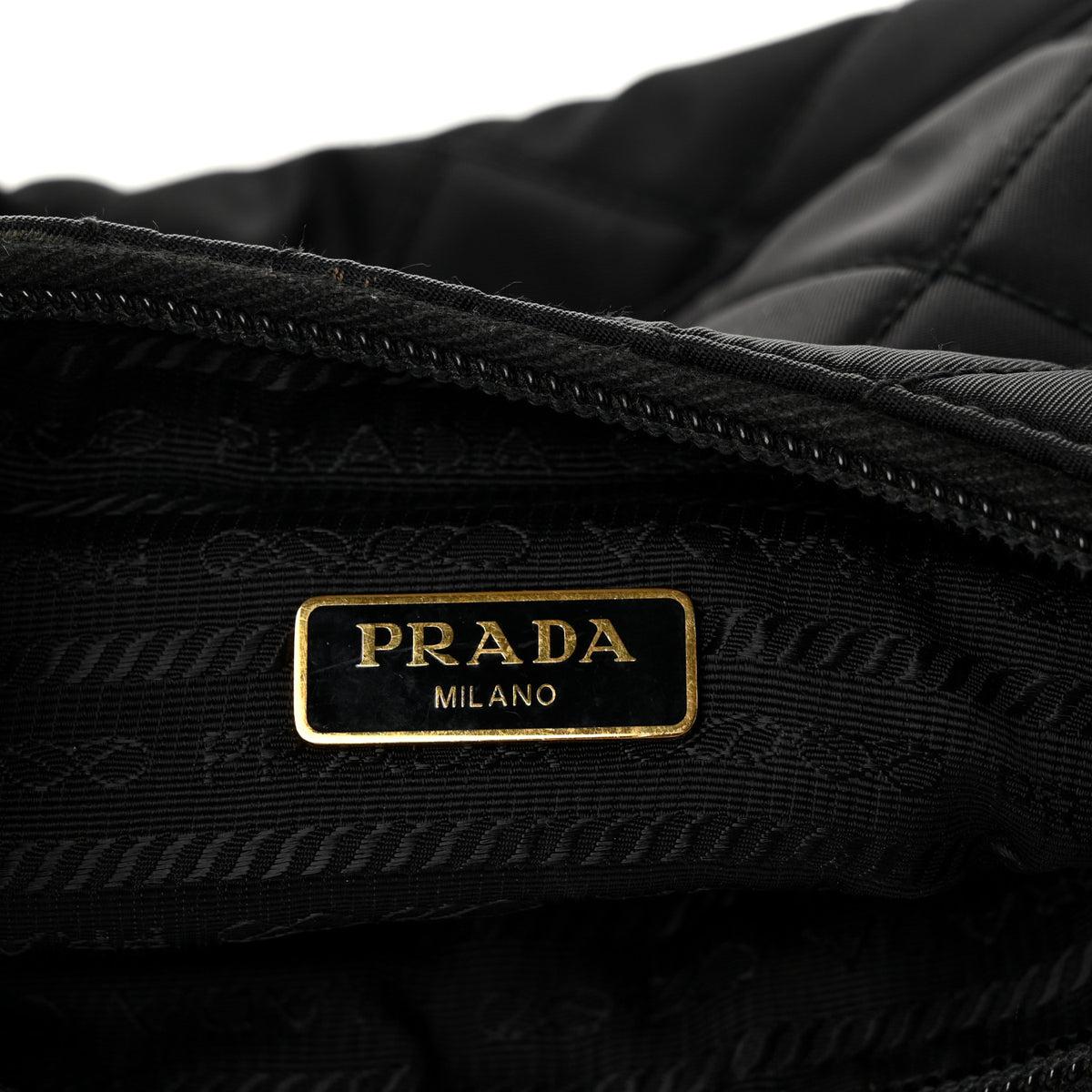 Prada Tessuto Nylon Stitched Shoulder Bag Black 6 of 13