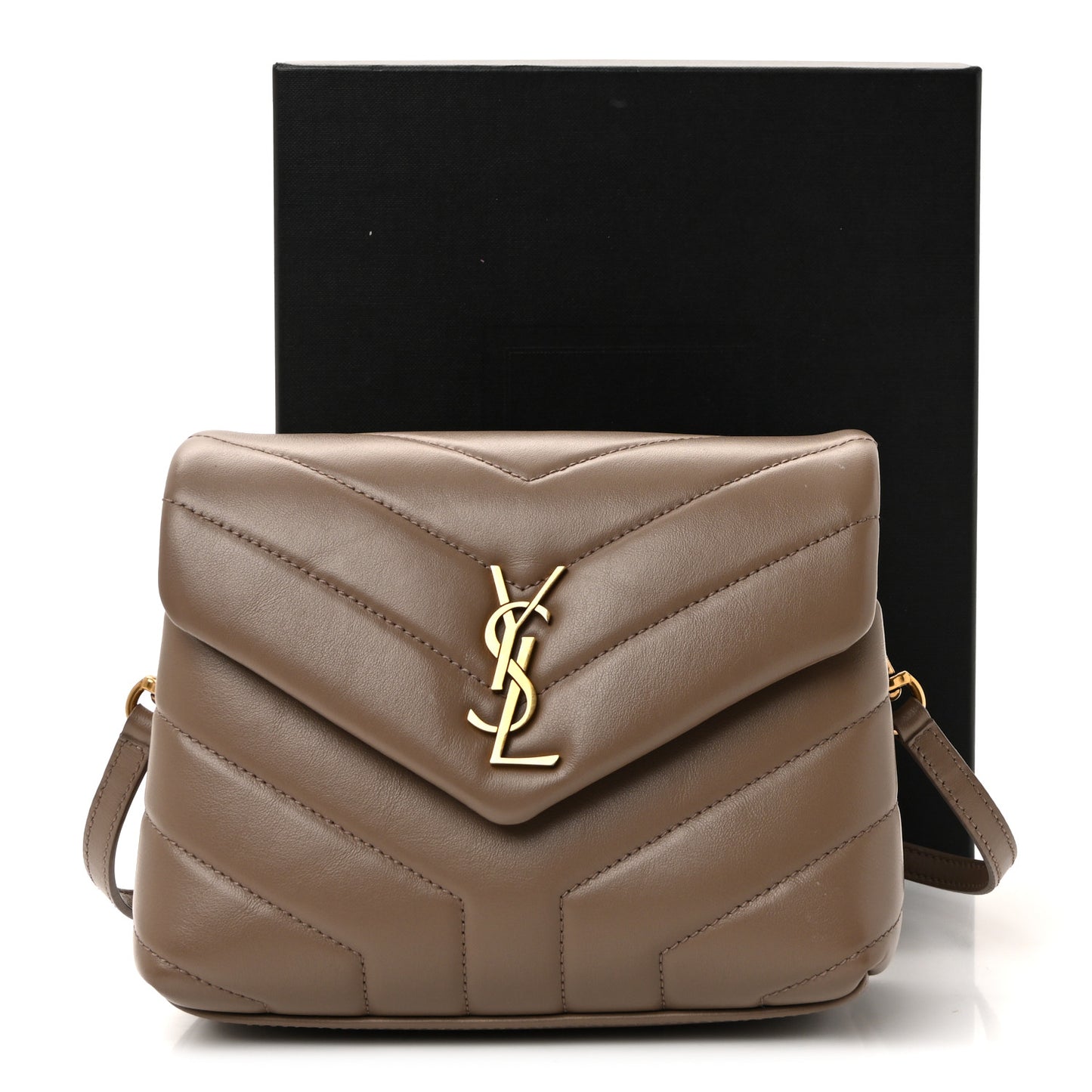 Calfskin Y Quilted Monogram Toy Loulou Crossbody Bag Dark Beige