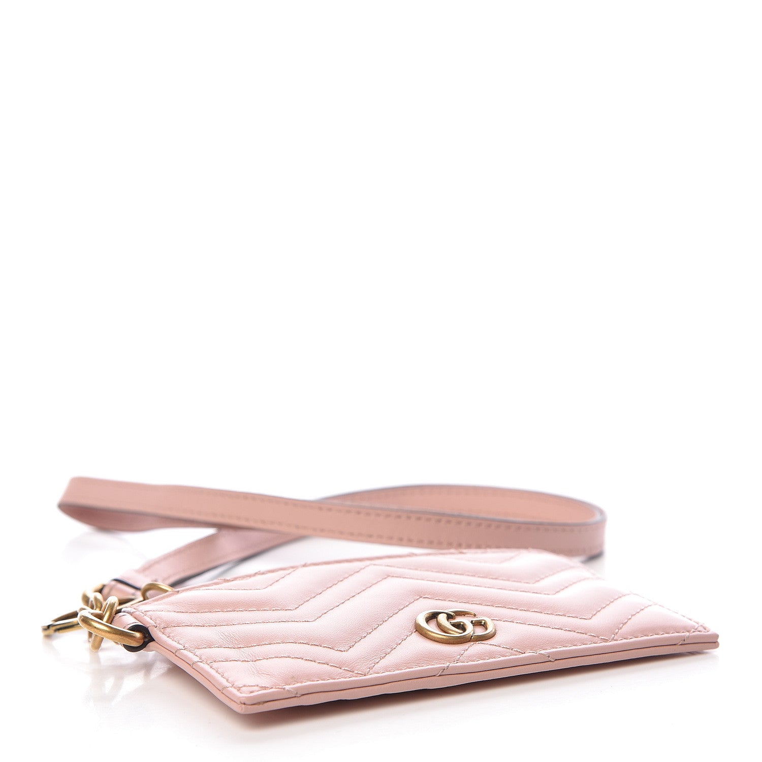 Gucci Calfskin Matelasse GG Marmont Coin Case Card Holder Wristlet Perfect Pink 4 of 7