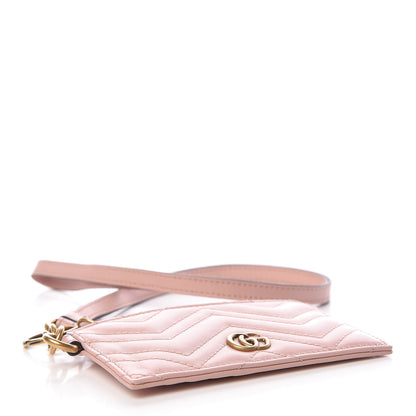 Gucci Calfskin Matelasse GG Marmont Coin Case Card Holder Wristlet Perfect Pink 4 of 7