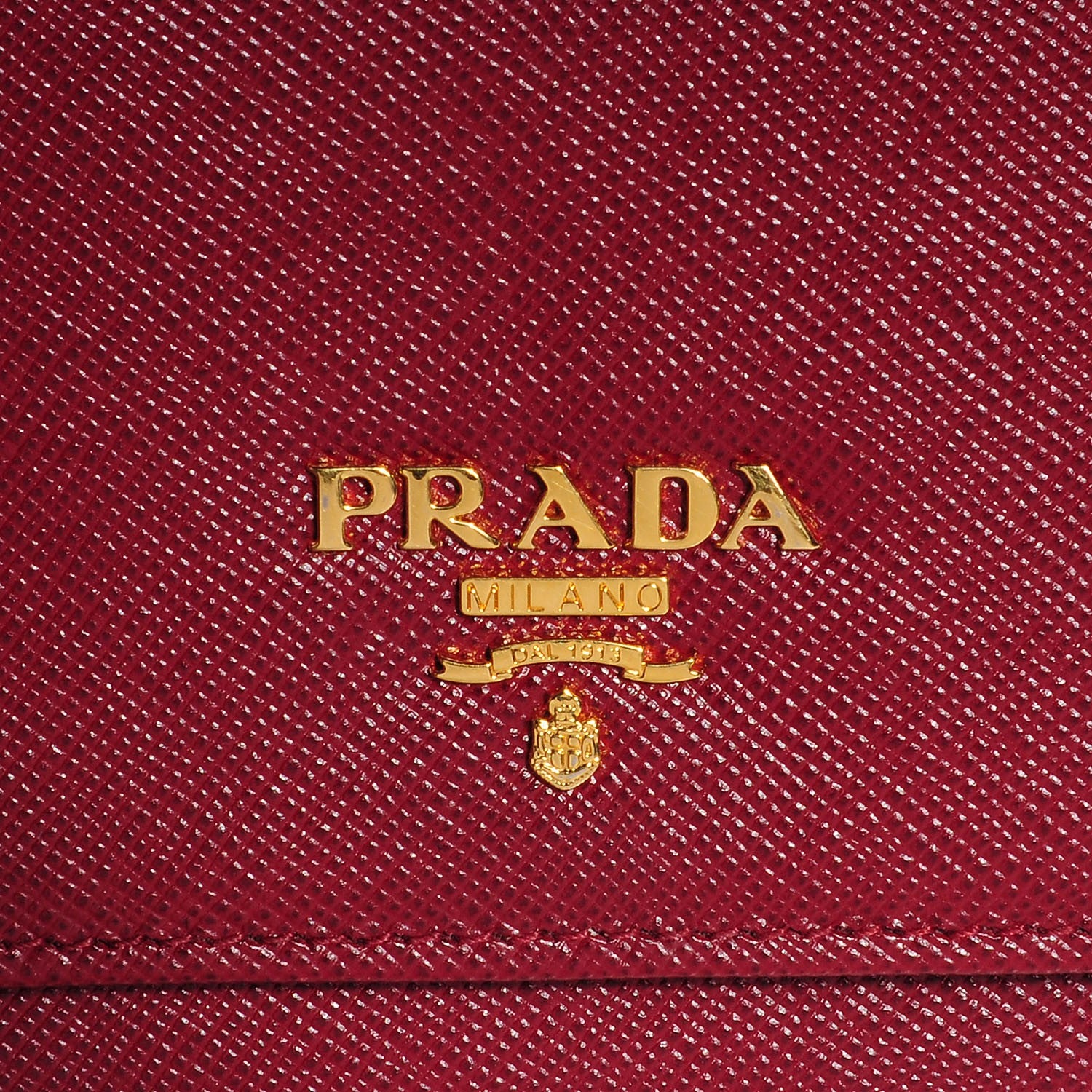 Prada Saffiano Metal Oro Chain Wallet Cherry 6 of 10