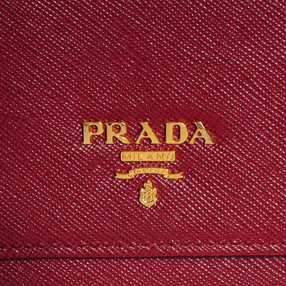 Prada Saffiano Metal Oro Chain Wallet Cherry 6 of 10