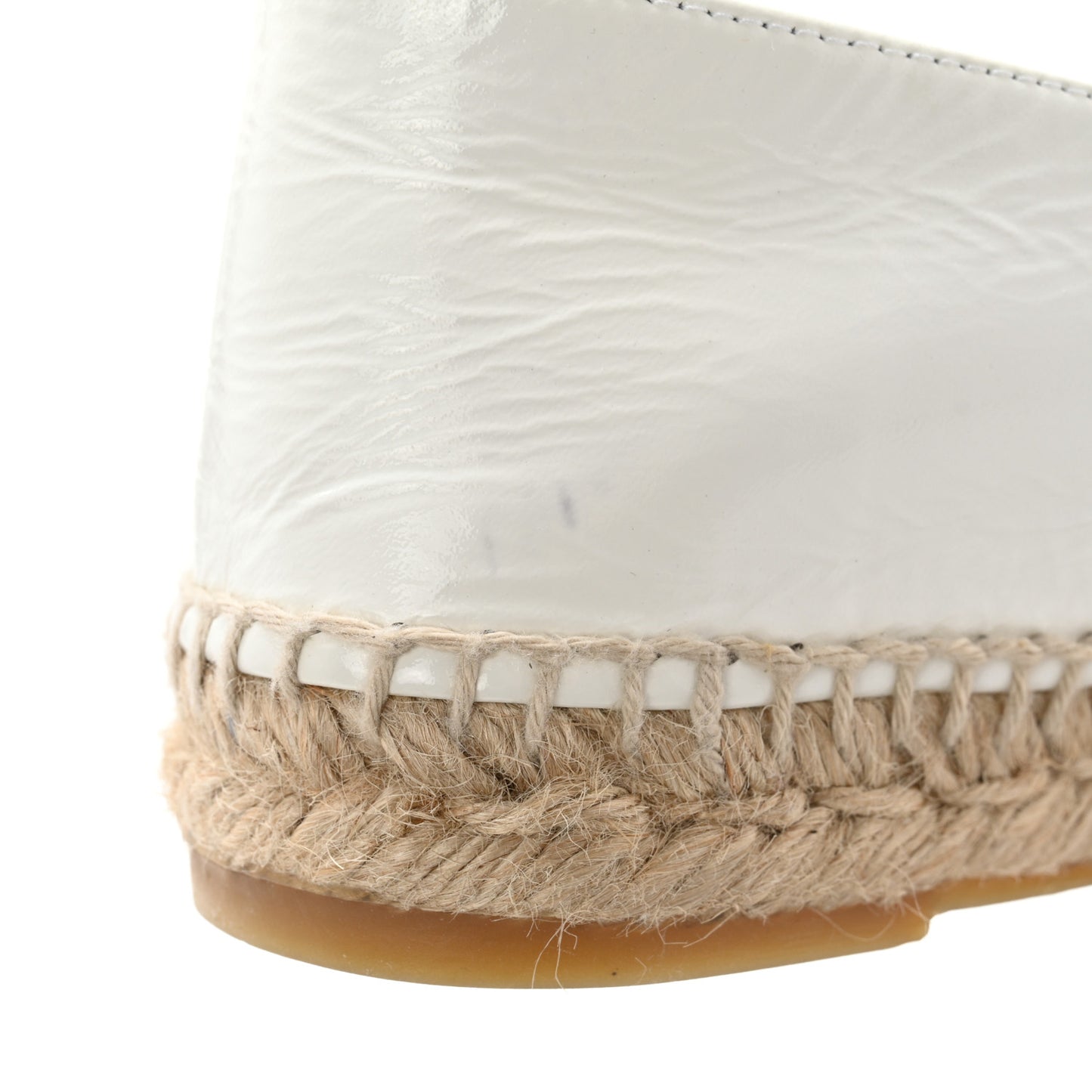 Patent Calfskin Crystal CC Espadrilles 41 White Black