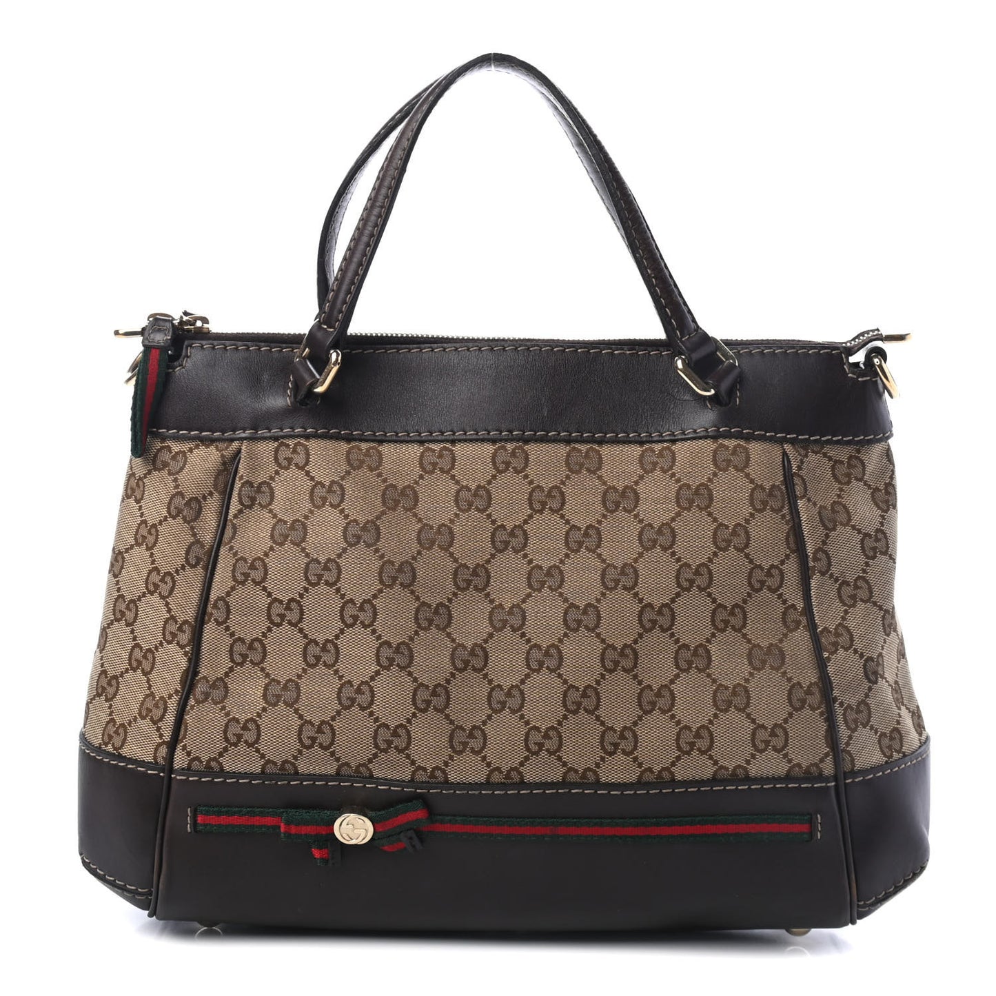 Monogram Web Mayfair Top Handle Satchel Dark Brown