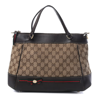 Gucci Monogram Web Mayfair Top Handle Satchel Dark Brown 1 of 5