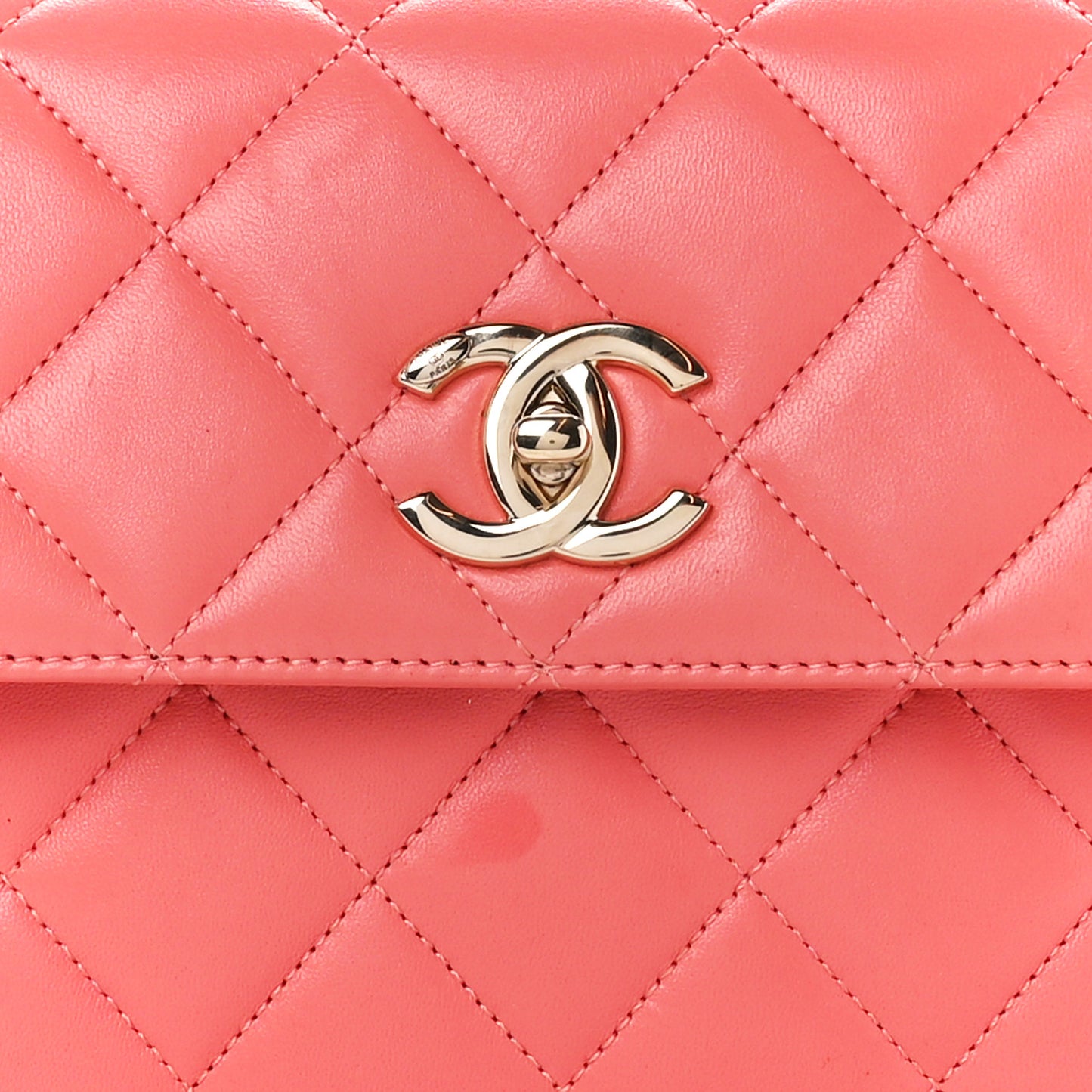 Lambskin Quilted Small Trendy CC Flap Dual Handle Bag Pink