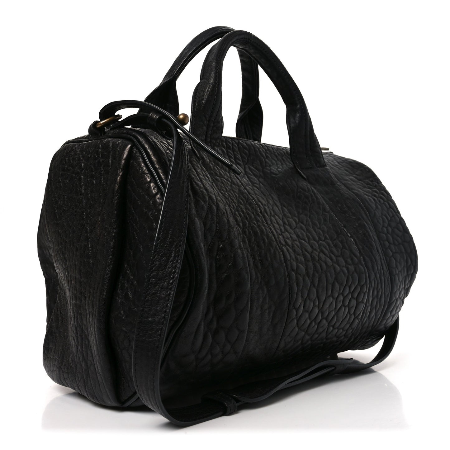 Pebbled Lambskin Rockie Black Antique Brass Hardware