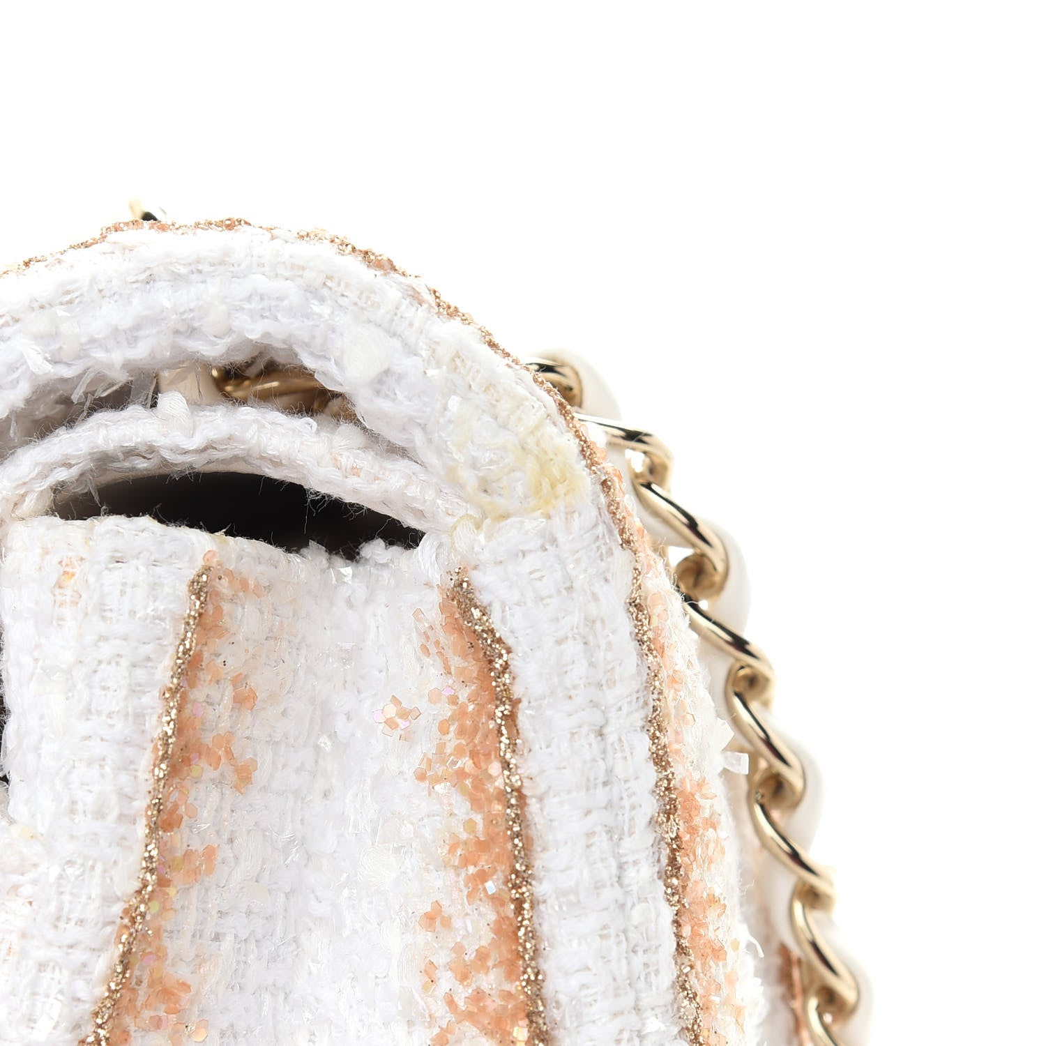 Chanel Metallic Tweed Medium Double Flap White Gold 10 of 10