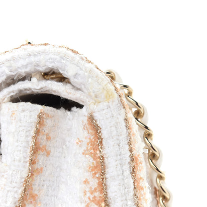 Chanel Metallic Tweed Medium Double Flap White Gold 10 of 10