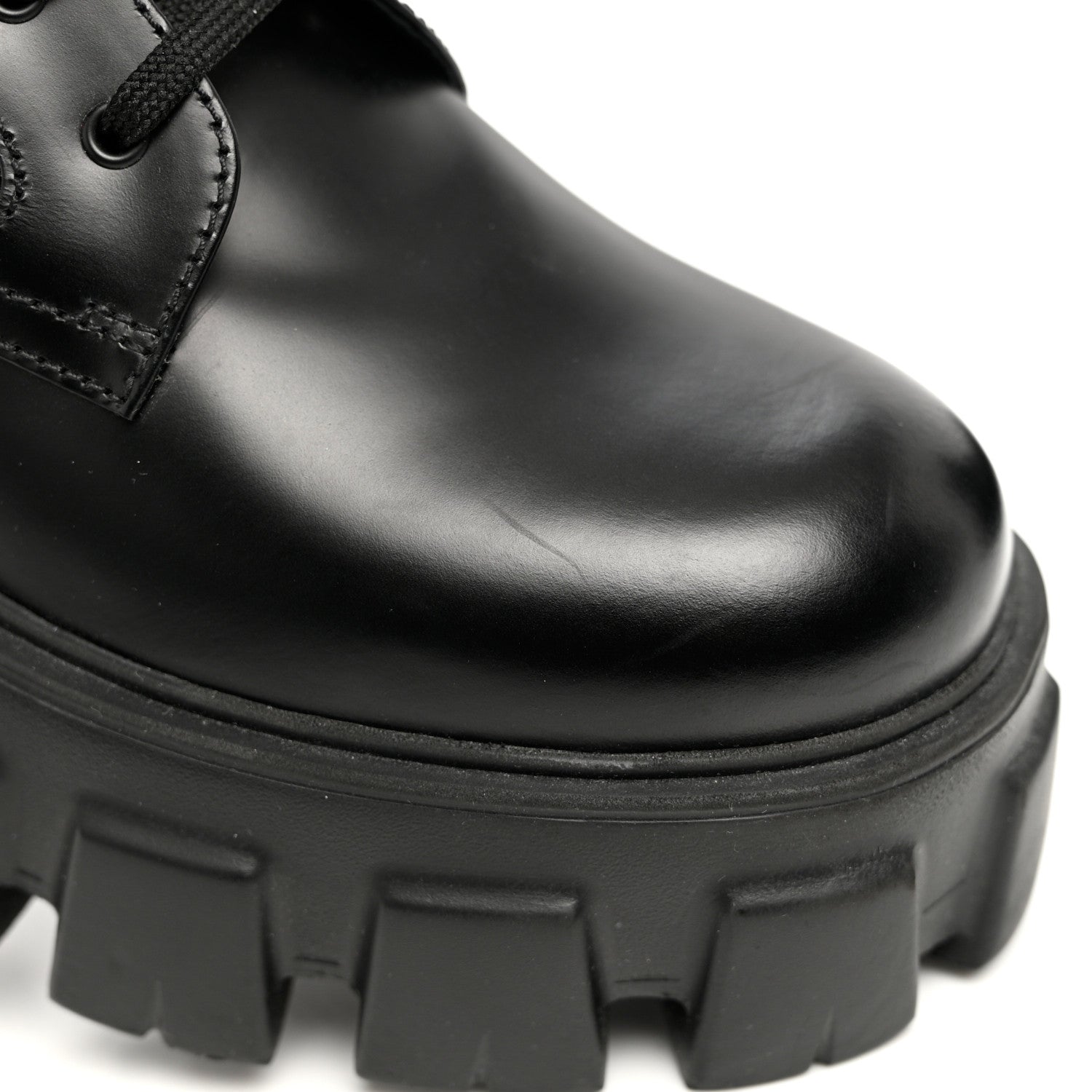 Prada Spazzolato Rois Re-Nylon Metal Triangle Logo Monolith Pouch Pocket 55mm Boots 38 Black 9 of 10