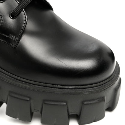 Prada Spazzolato Rois Re-Nylon Metal Triangle Logo Monolith Pouch Pocket 55mm Boots 38 Black 9 of 10
