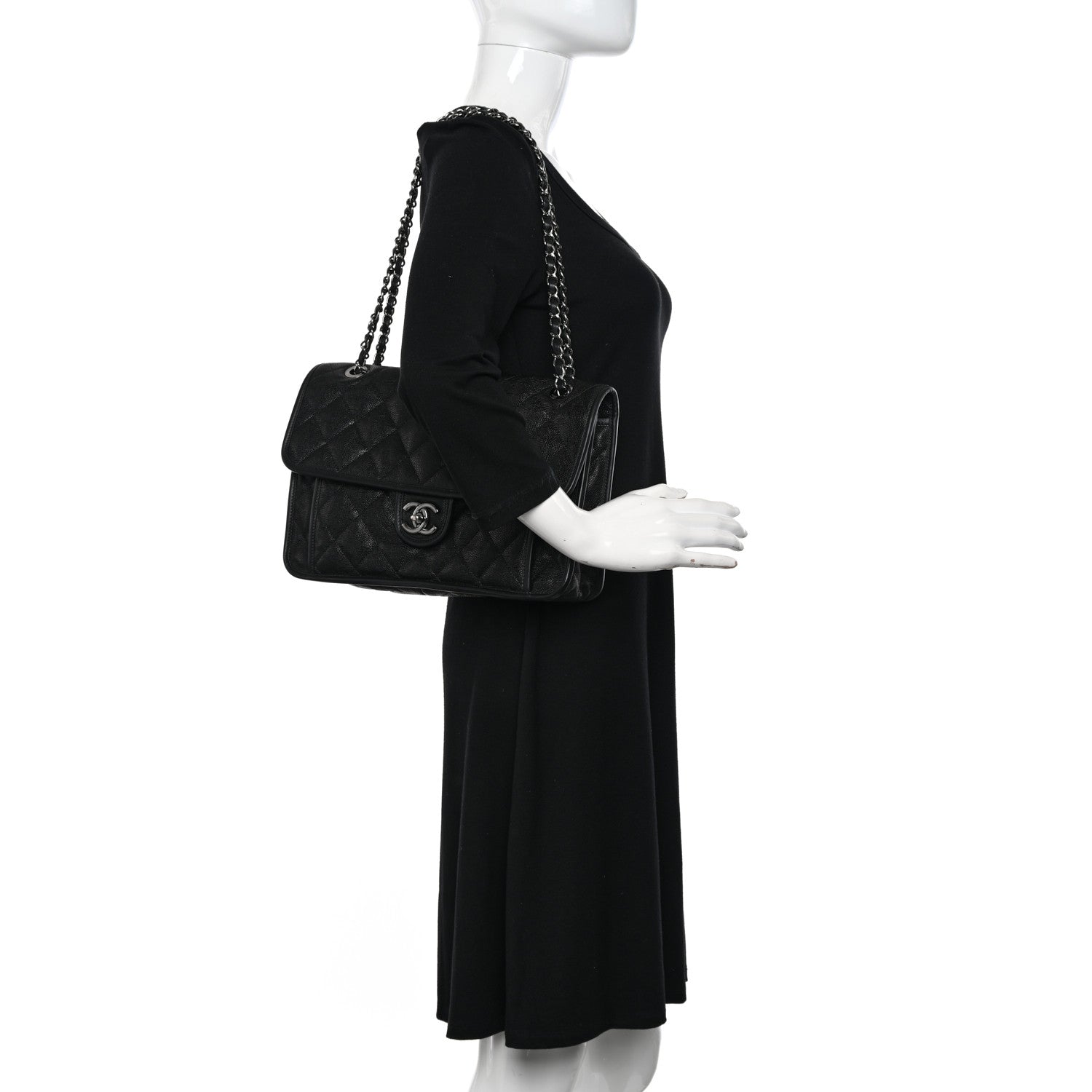 Chanel Caviar Quilted Large French Riviera Flap Black 2 of 10