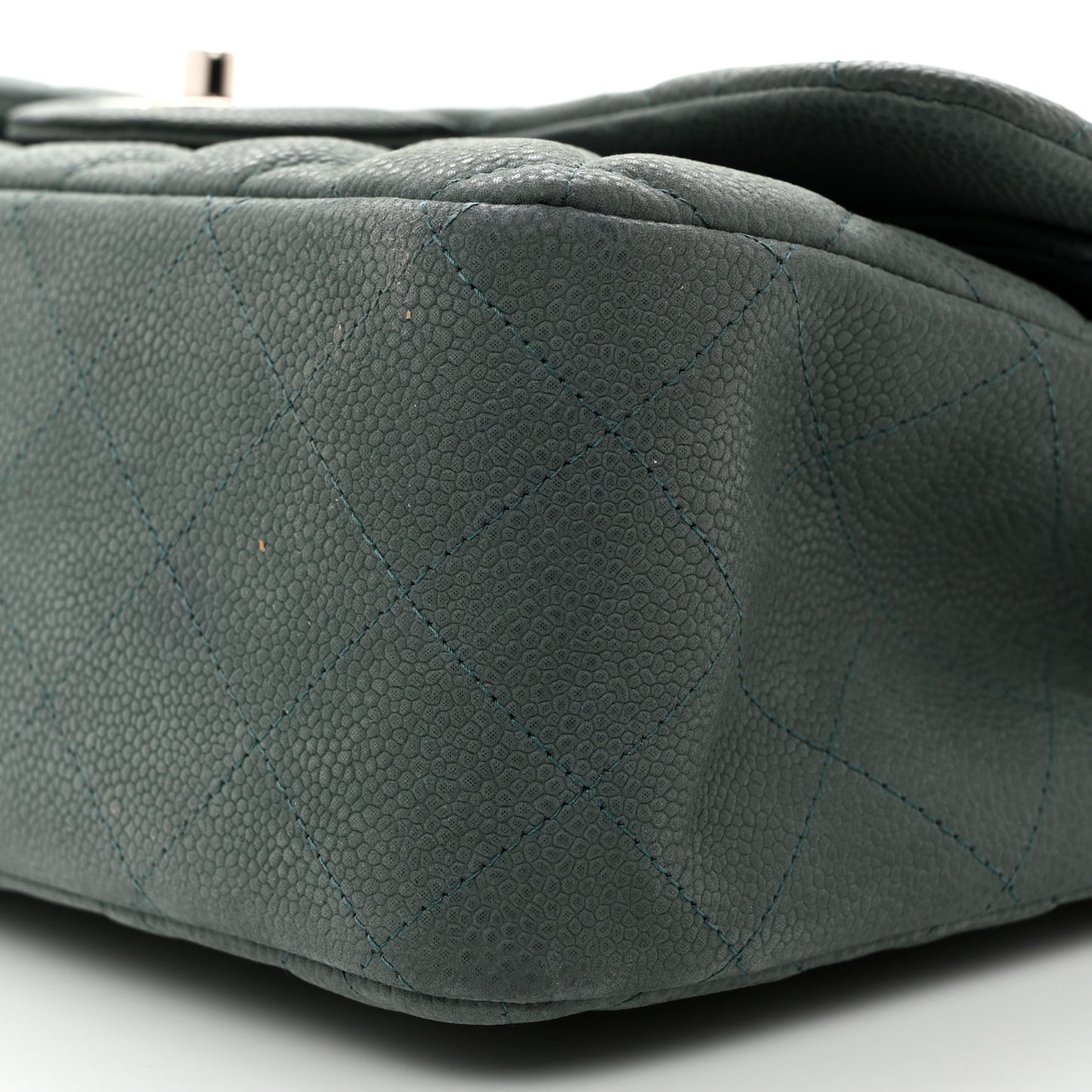 Iridescent Caviar Quilted Jumbo Double Flap Green