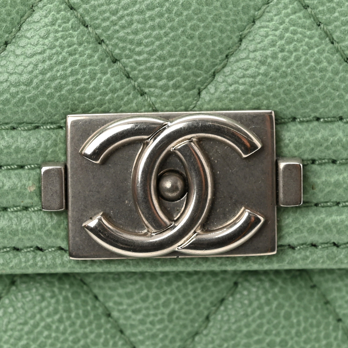 Chanel Caviar Quilted Boy Flap Card Holder Light Green 10 of 11