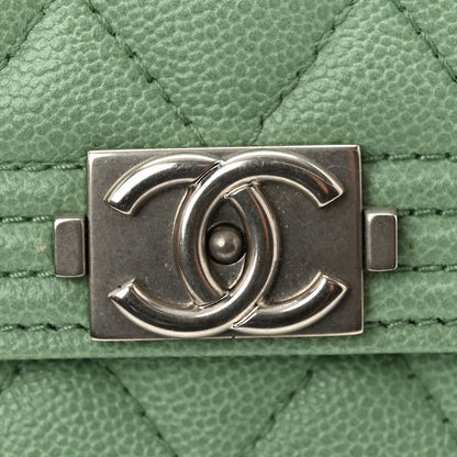 Chanel Caviar Quilted Boy Flap Card Holder Light Green 10 of 11