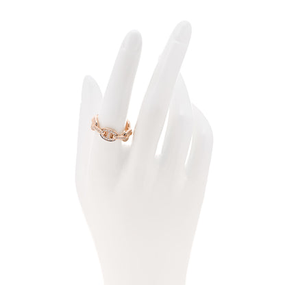 Hermes 18K Rose Gold Diamond PM d'Ancre Enchainee Ring 57 8 2 of 9
