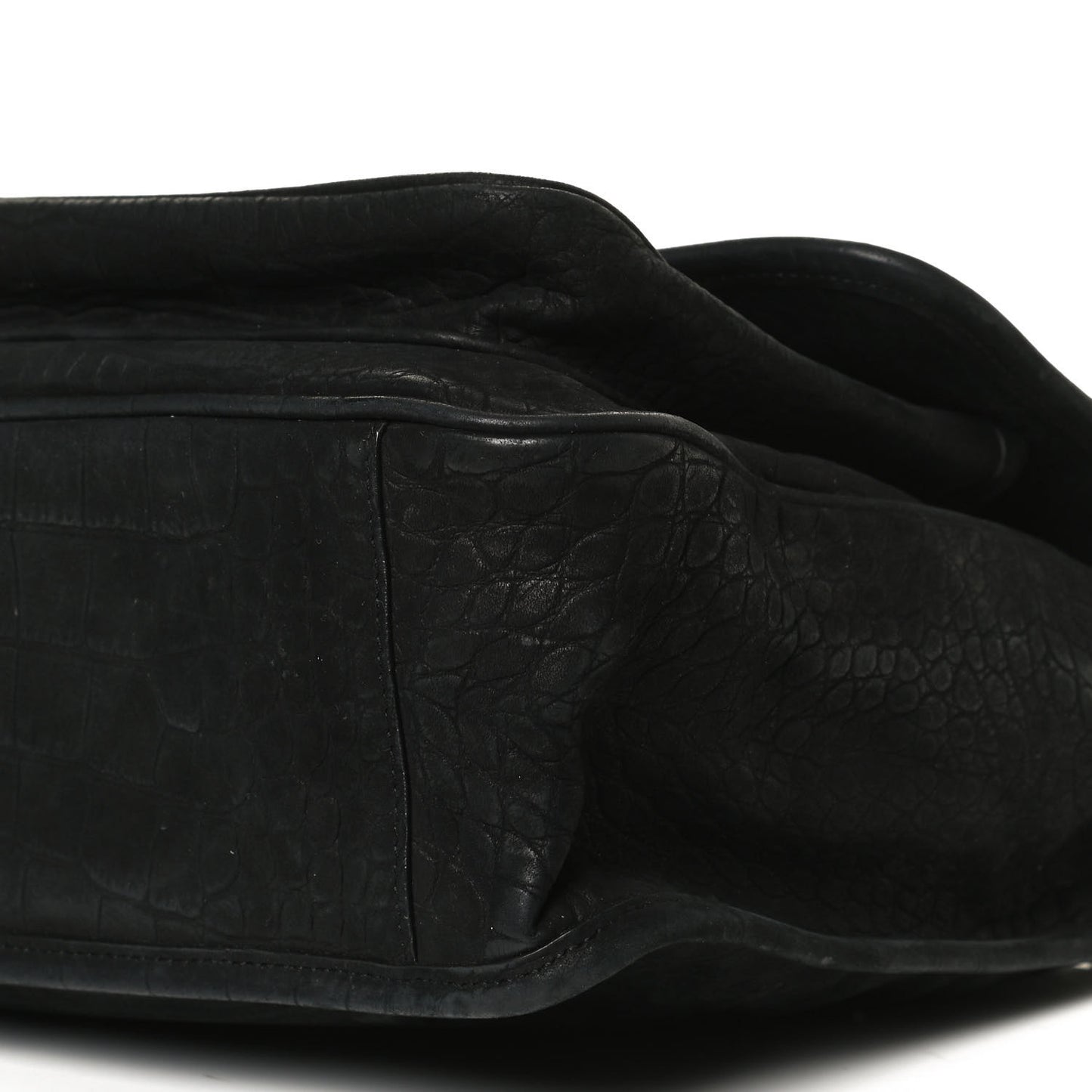 Nubuck Crocodile Embossed Monogram Medium Niki Chain Satchel Black