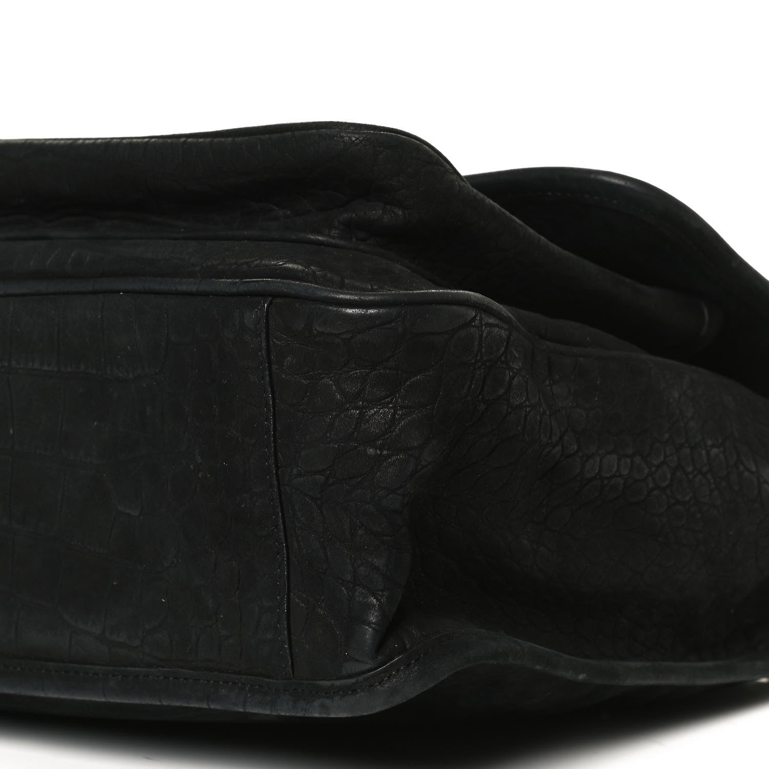 Saint Laurent Nubuck Crocodile Embossed Monogram Medium Niki Chain Satchel Black 10 of 10