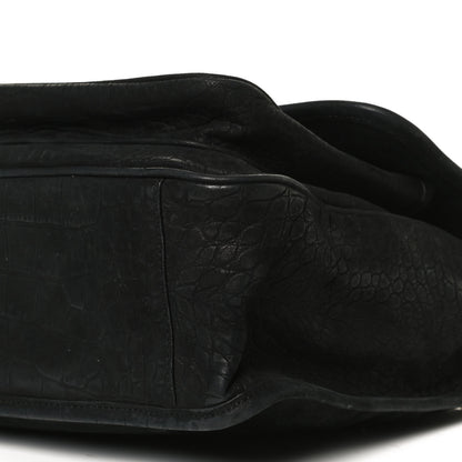 Saint Laurent Nubuck Crocodile Embossed Monogram Medium Niki Chain Satchel Black 10 of 10