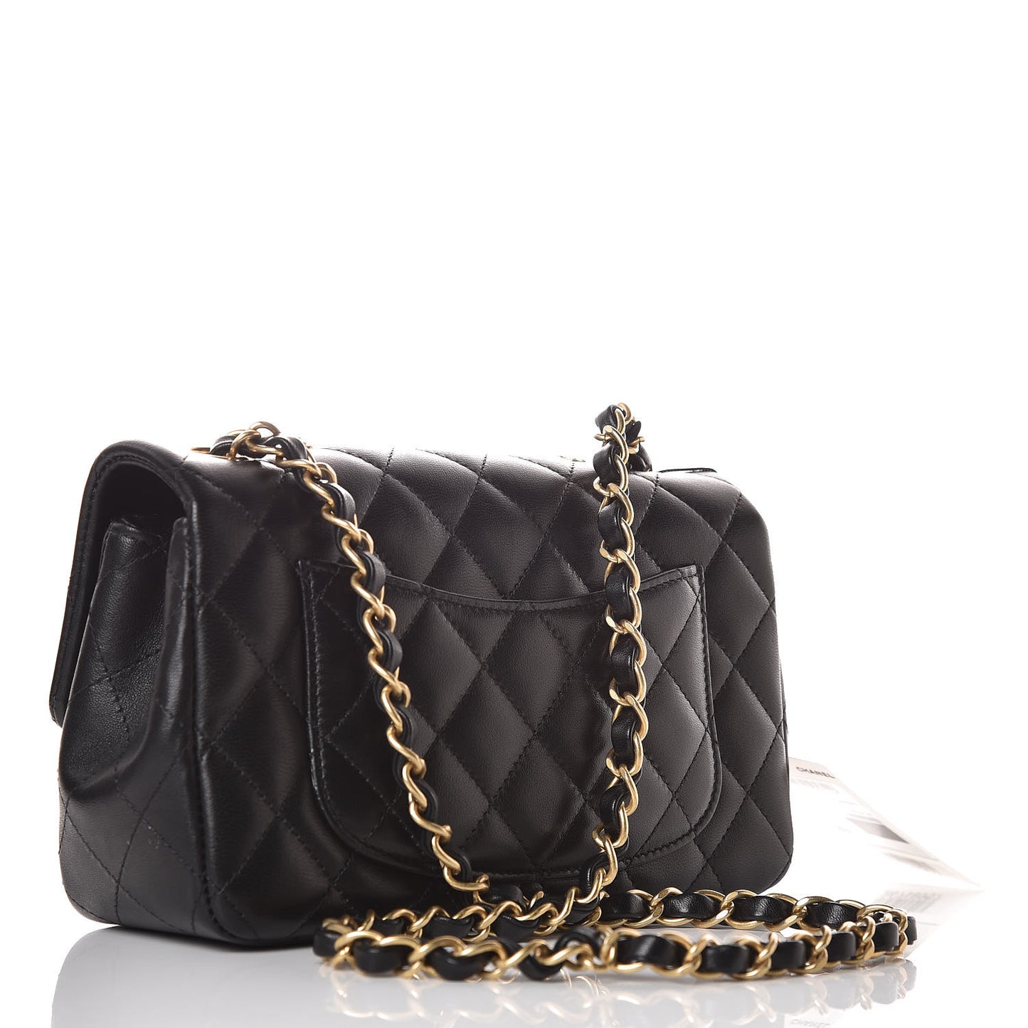 Lambskin Quilted Studded Mini Rectangular Flap Black
