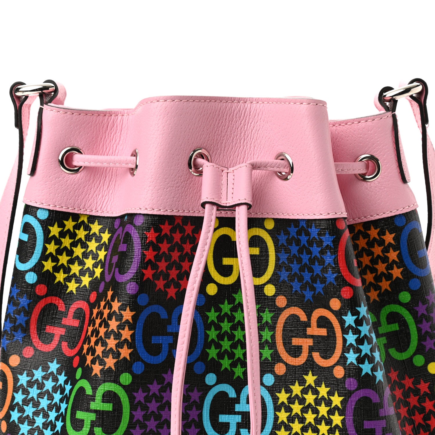 Gucci GG Supreme Monogram Psychedelic Bucket Bag Black Multicolor Sugar Pink 8 of 10