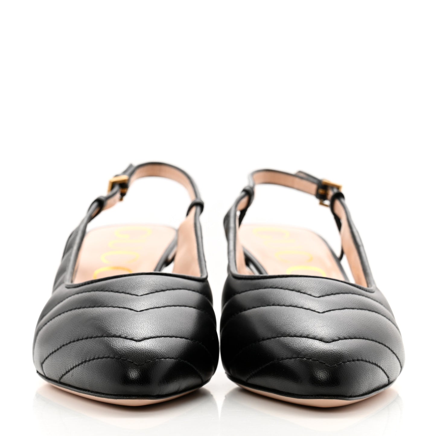 Nappa Charlotte Chevron Matelasse Double G 75mm Slingback Pumps 40 Black