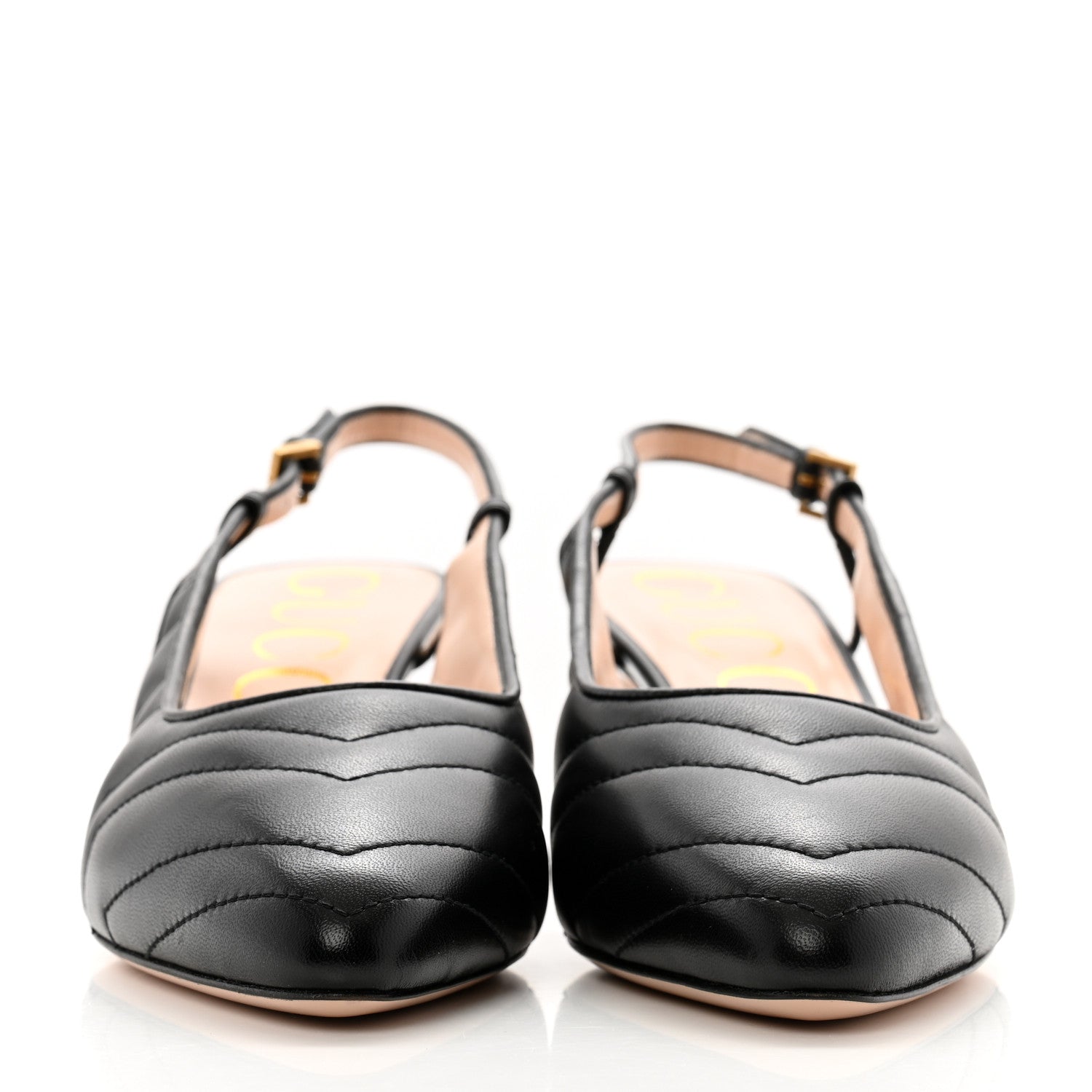 Gucci Nappa Charlotte Chevron Matelasse Double G 75mm Slingback Pumps 40 Black 3 of 10
