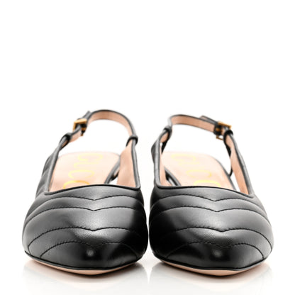 Gucci Nappa Charlotte Chevron Matelasse Double G 75mm Slingback Pumps 40 Black 3 of 10