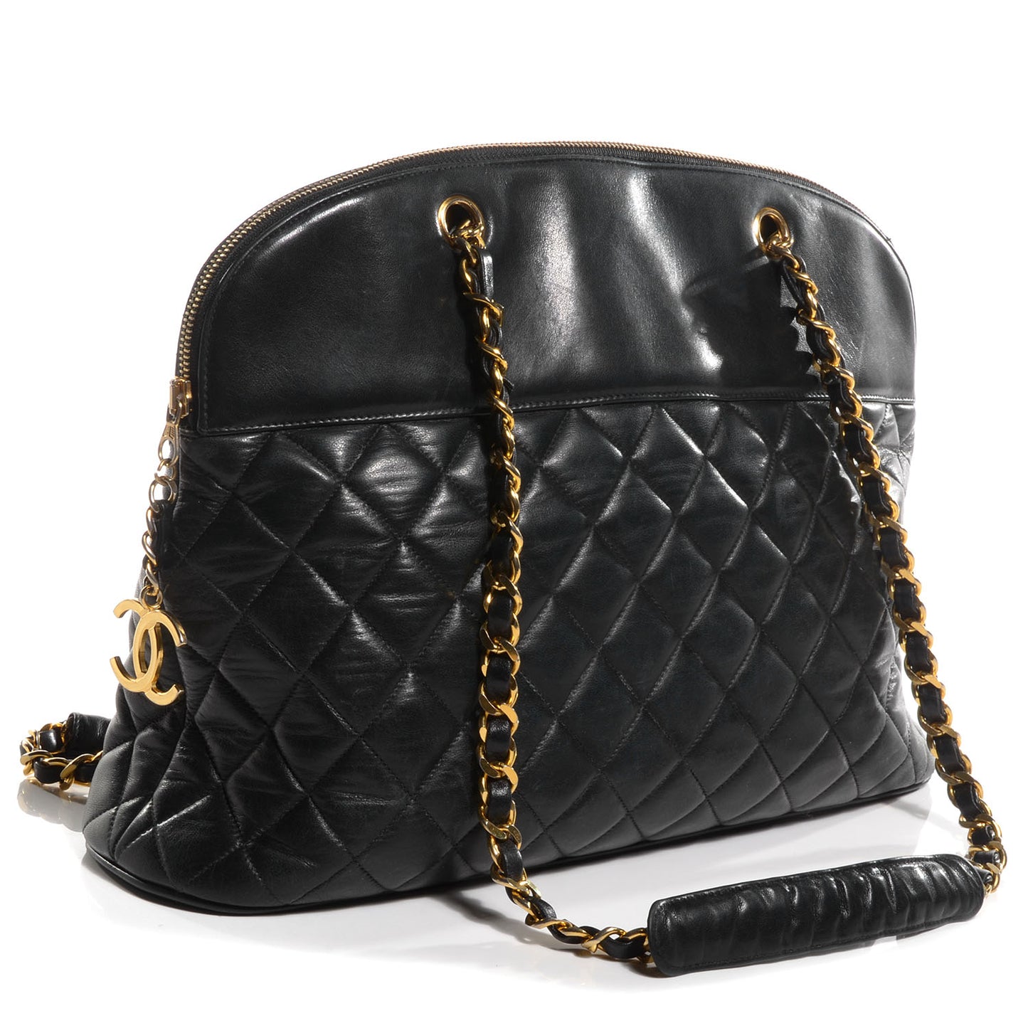 Lambskin Quilted Shoulder Bag Black