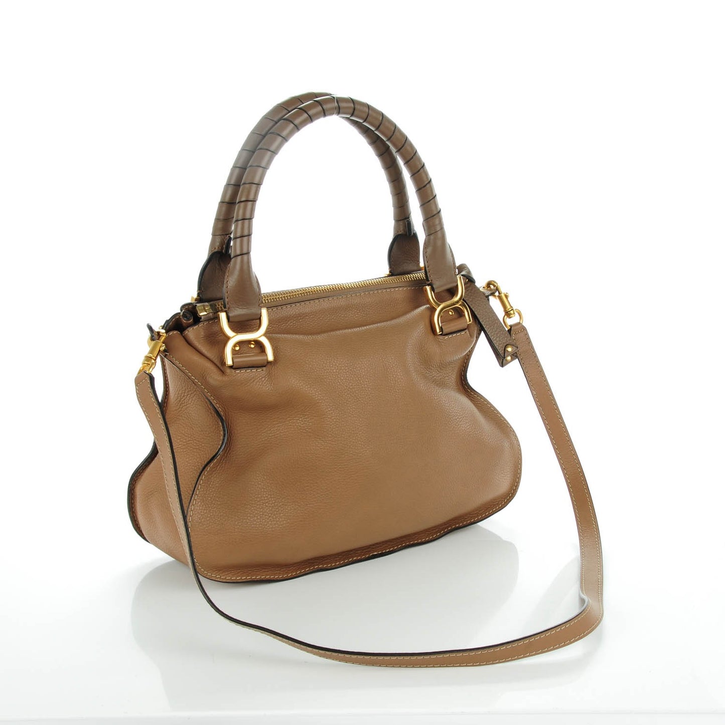 Calfskin Studded Medium Marcie Satchel Nut