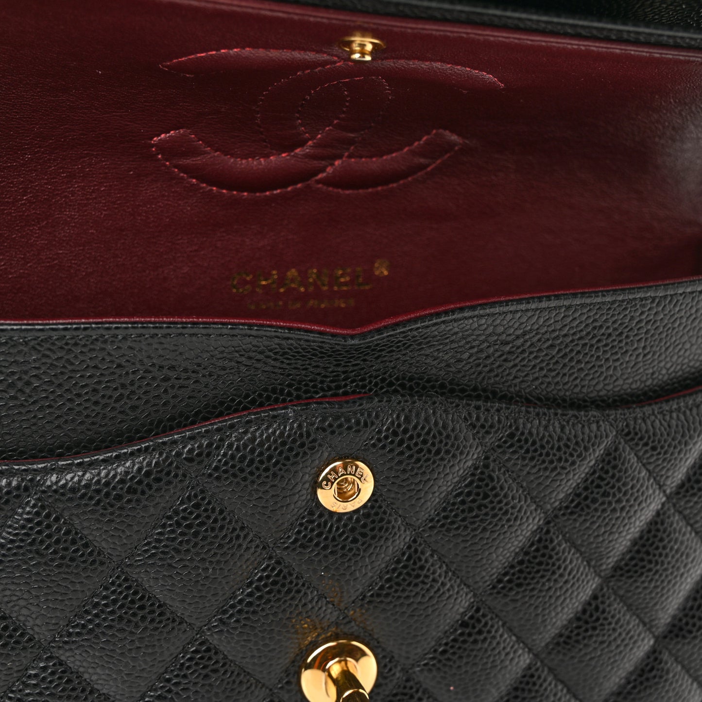 Caviar Quilted Medium Double Flap Black