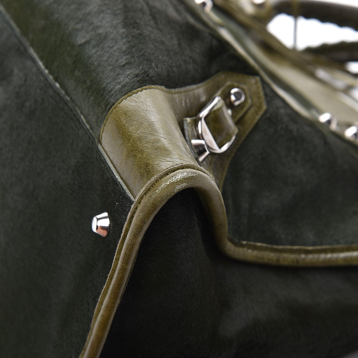 Balenciaga Chevre Pony Hair Classic Hardware Work Olive 10 of 13