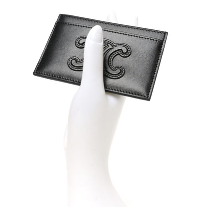 Celine Smooth Lambskin Triomphe Card Holder Black 2 of 7