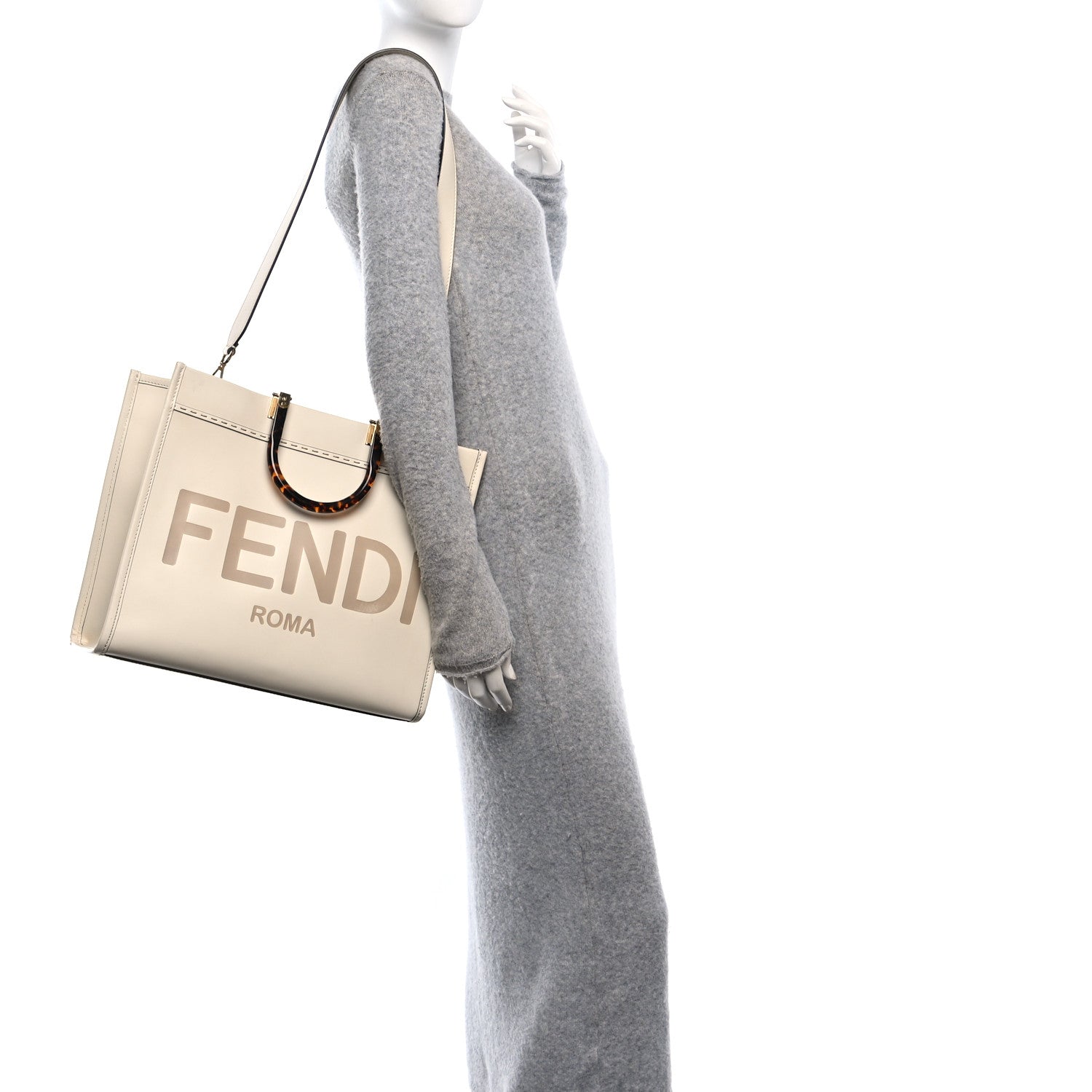 Fendi Vitello King Plexiglass Medium Fendi Sunshine Shopper Tote White Ice 2 of 12