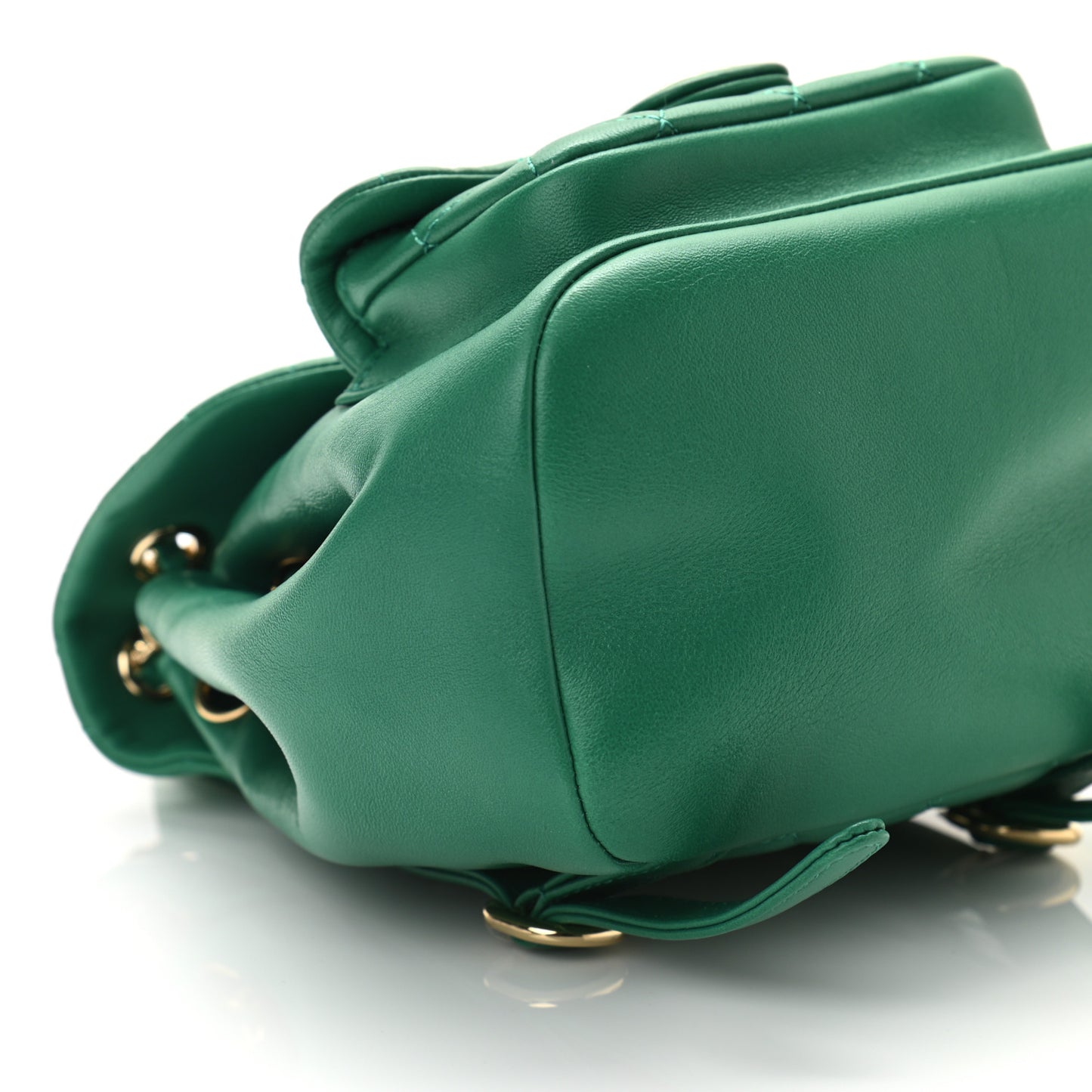 Lambskin Quilted Small Duma Drawstring Backpack Green