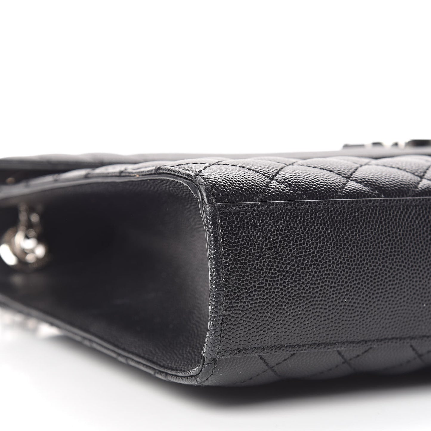 Grain De Poudre Textured Mixed Matelasse Large Triquilt Monogram Satchel Black