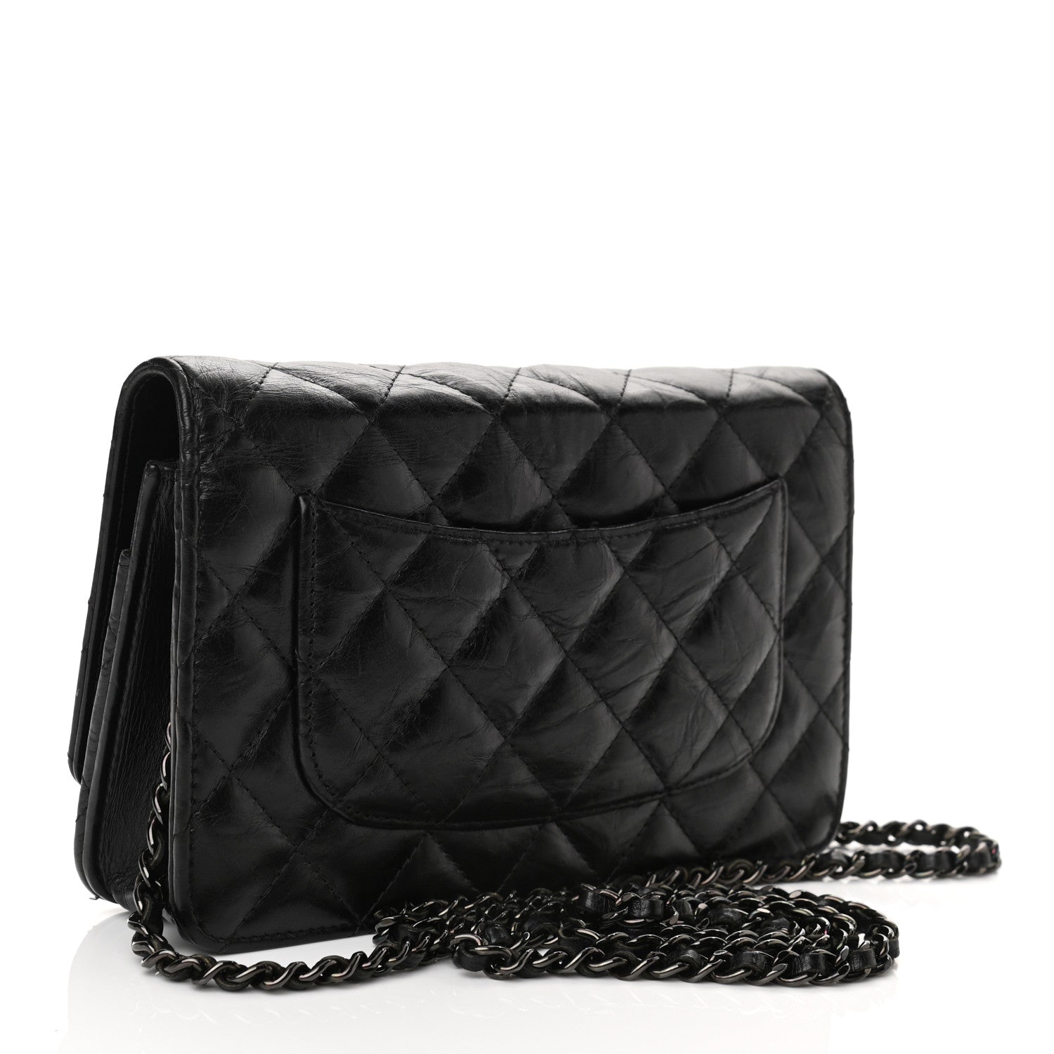 Chanel Aged Calfskin Quilted Reissue Wallet On Chain WOC So Black 3 of 12